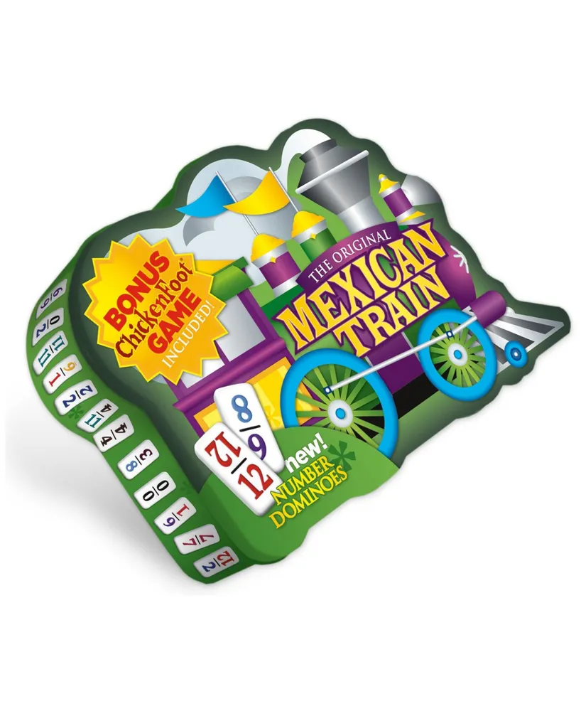 The Original Mexican Train Deluxe Double 12 Number Domino Set with Bonus Chickenfoot Game