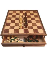 15" Walnut and Maple Drawer Chest Chess Set