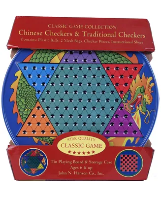 Chinese Checkers and Traditional Checkers Tin
