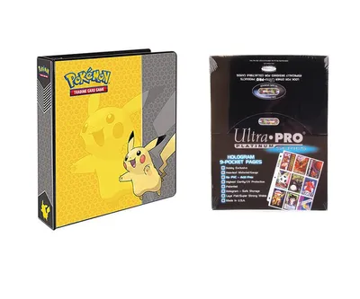 Ultra Pro Pokemon Pikachu 2", 3 Ring Binder Card Album with 100 Ultra Pro Platinum 9 Pocket Sheets