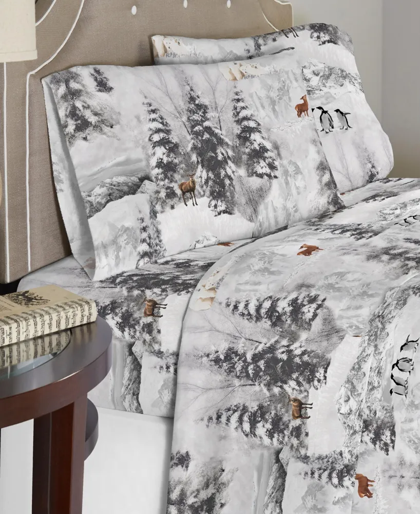 Celeste Home Luxury Weight Winterland Printed Cotton Flannel Sheet Set Twin