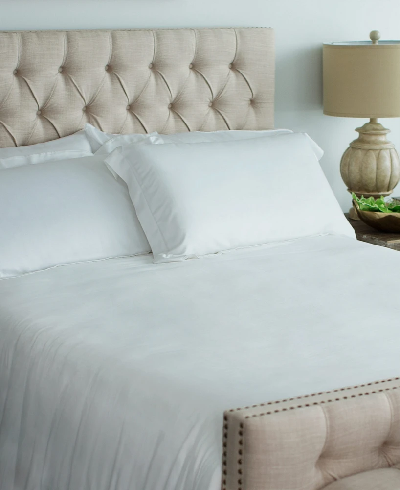 Cariloha Luxurious Sateen Duvet Cover | Queen | Solid White | Viscose Material | Soft, Comfortable & Wicks Moisture