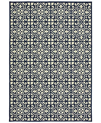 Oriental Weavers Marina 5927B Ivory/Navy 6'7" x 9'6" Indoor/Outdoor Area Rug