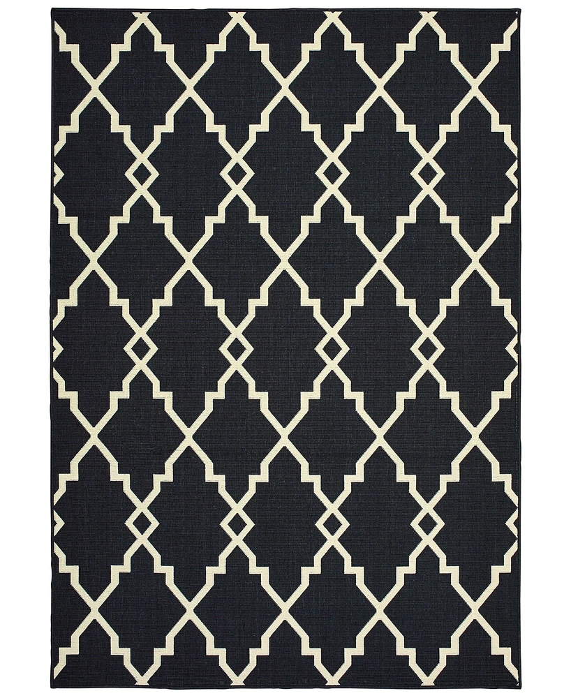 Oriental Weavers Marina 7763K Black/Ivory 6'7" x 9'6" Indoor/Outdoor Area Rug