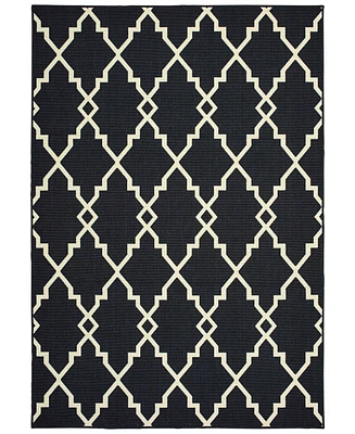 Oriental Weavers Marina 7763K Black/Ivory 6'7" x 9'6" Indoor/Outdoor Area Rug