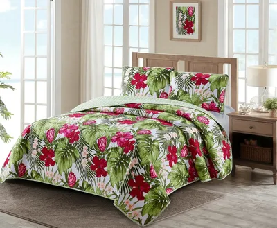 Paradise Palm 3 Piece Quilt Set Full/Queen