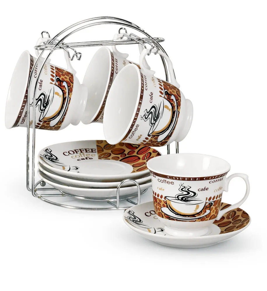 Lorren Home Trends Set of 4 Coffee Cups On Metal Stand