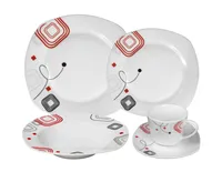 Lorren Home Trends Porcelain 20 Piece Square Dinnerware Set Service for 4