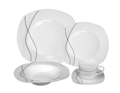 Lorren Home Trends Porcelain 20 Piece Square Dinnerware Set Service for 4