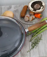 Chasseur French Enameled Cast Iron 11" Fry Pan with Wood Handle and Glass Lid