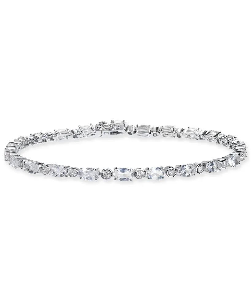 Morganite (5-3/4 ct. t.w.) & White Topaz (7/8 ct. t.w.) Tennis Bracelet in Sterling Silver