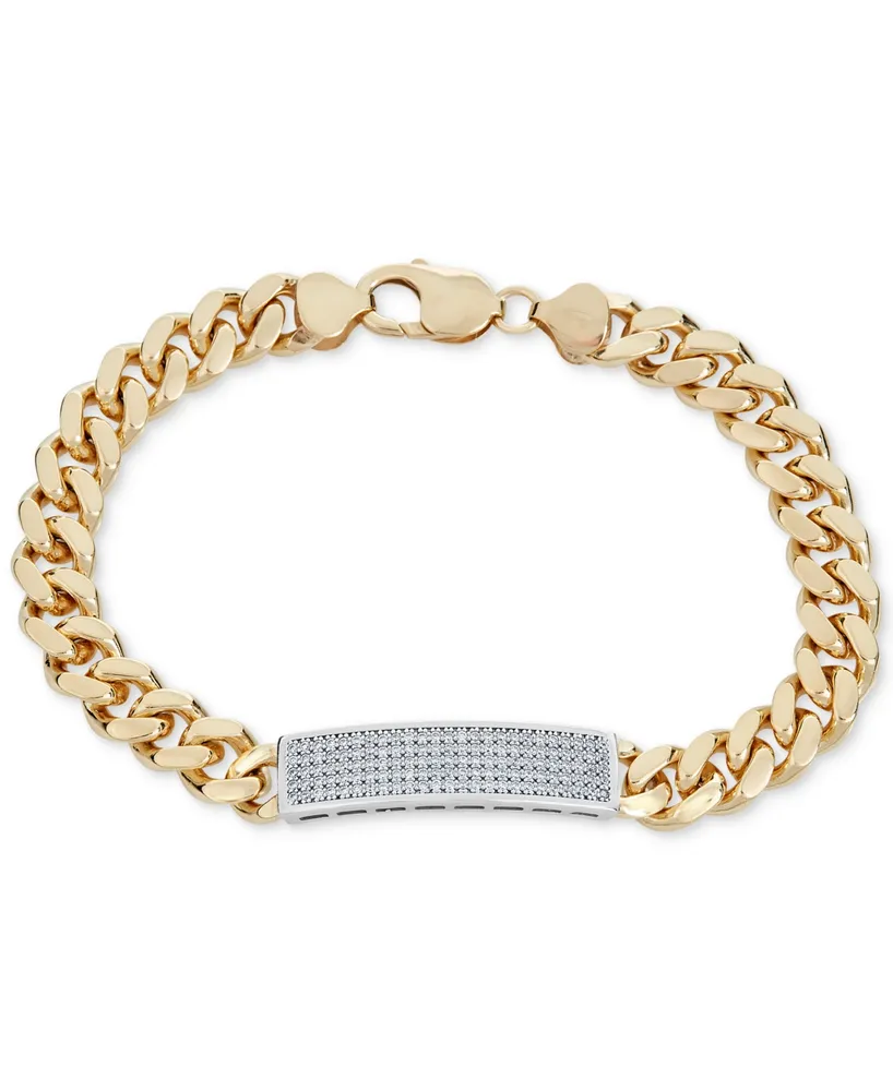 Men's Diamond (1 ct. t.w.) Id Bracelet in 14k Gold-Plated Sterling Silver