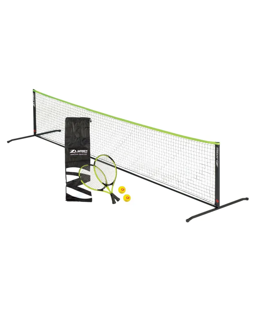 Zume Games Portable, Instant Tennis Set Includes 2 Rackets, 2 Balls, Net, and Carrying Case