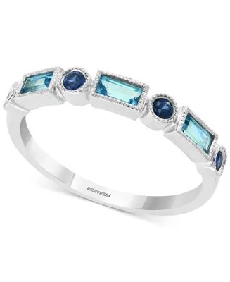 Blue Topaz (1/3 ct. t.w.) and Sapphire (1/5 ct. t.w.) Ring in 14k White Gold