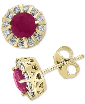 Effy Ruby (1-1/8 ct. t.w.) & Diamond (1/3 Stud Earrings 14k Gold (Also available Sapphire)
