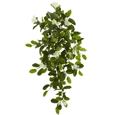 Nearly Natural 19" Mixed Stephanotis and Ivy Hanging Artificial Plant, Set of 4