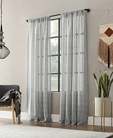 Clean Window Textured Slub Stripe Anti-Dust Curtain Panel, 52" x 63"