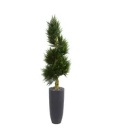 Nearly Natural 6' Spiral Cypress Artificial Tree in Cylinder Planter Uv Resistant