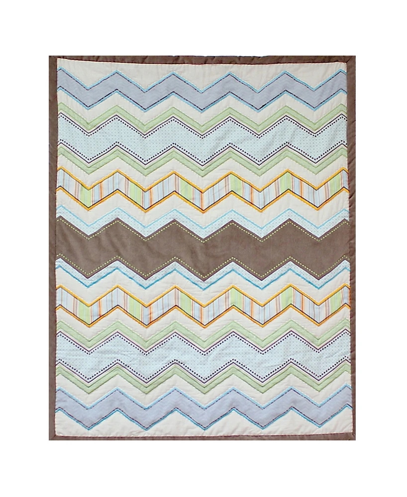 3 Stories Trading Nurture Zig Zag Hand Quilted Baby Quilt