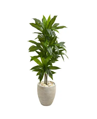 Nearly Natural 4' Dracaena Artificial Plant in Sand Colored Planter - Real Touch