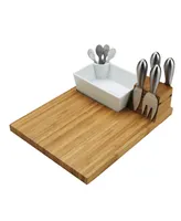 Picnic at Ascot Buxton Bamboo Cheese Board Set with 4 Tools