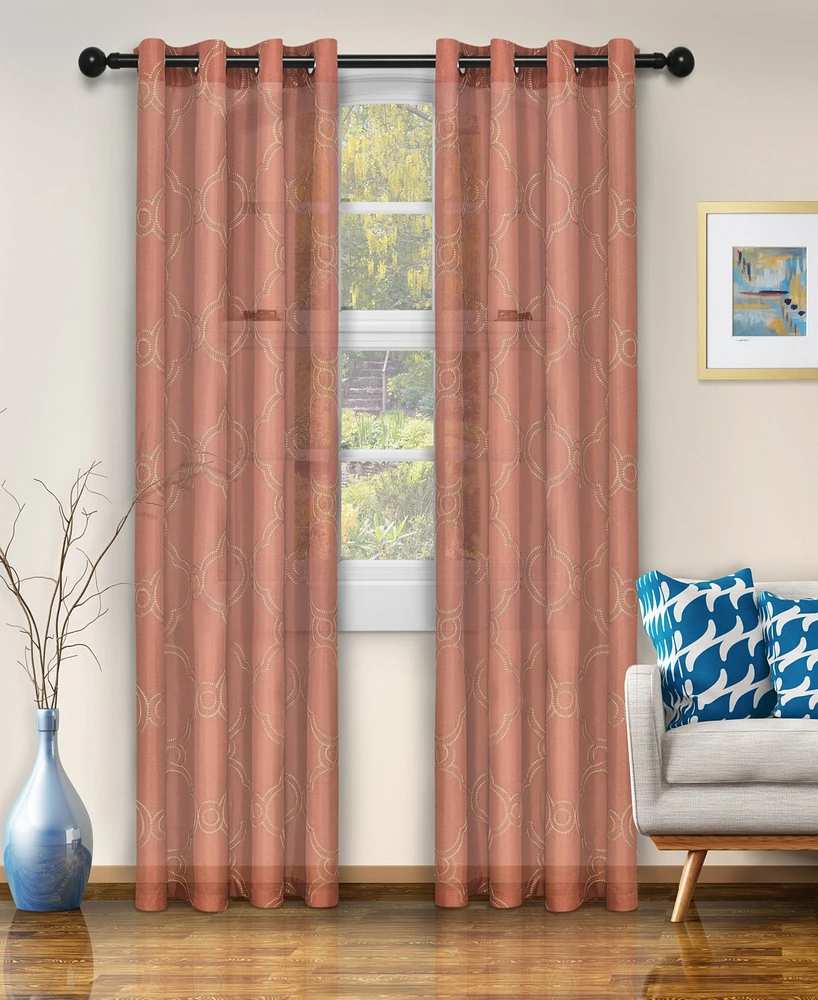 Superior Semi-Sheer Moroccan Printed Curtain Panels, Set of 2, 52" x 84"