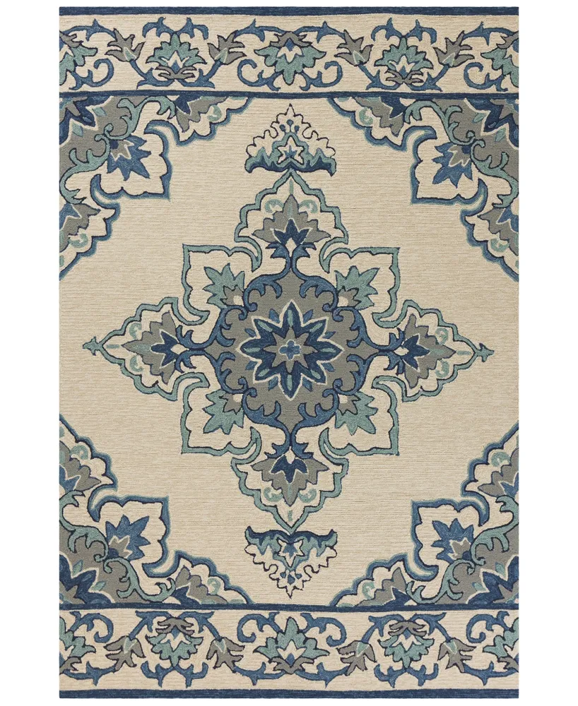 Kas Harbor Serafina 4238 Ivory/Blue 5' x 7'6" Indoor/Outdoor Area Rug