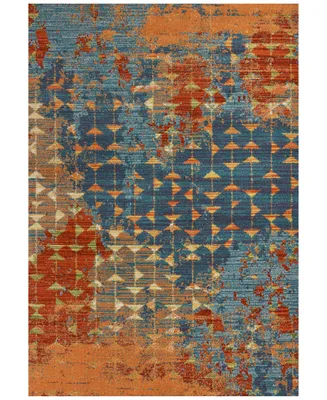 Kas Illusions Elements 6208 Blue/Coral 6'7" x 9'6" Area Rug