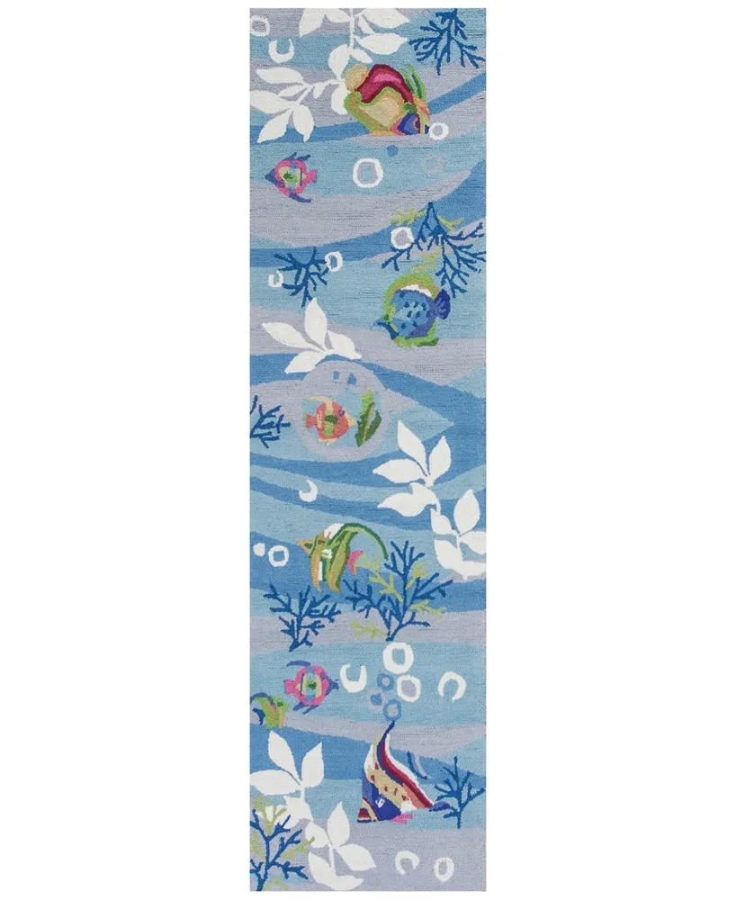 Kas Sonesta Tropical Fish 2011 Blue 2' x 7'6" Runner Area Rug