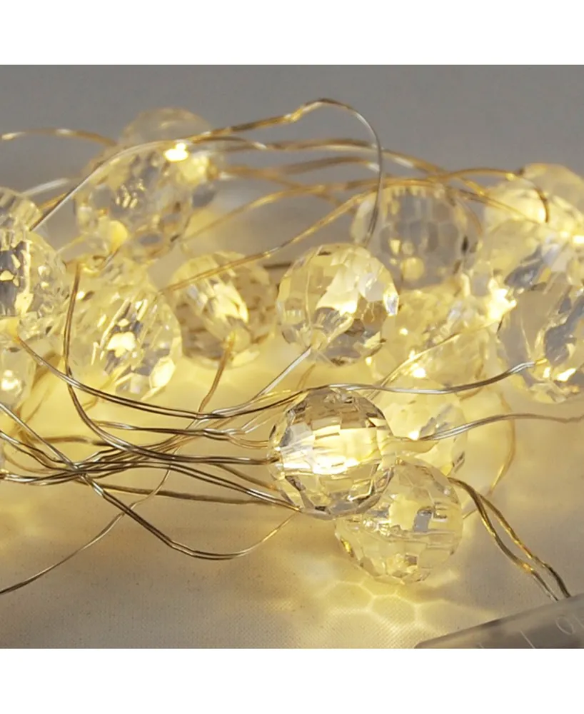 Lumabase Set of 2, 40 White Crystal Ball Mini String Lights