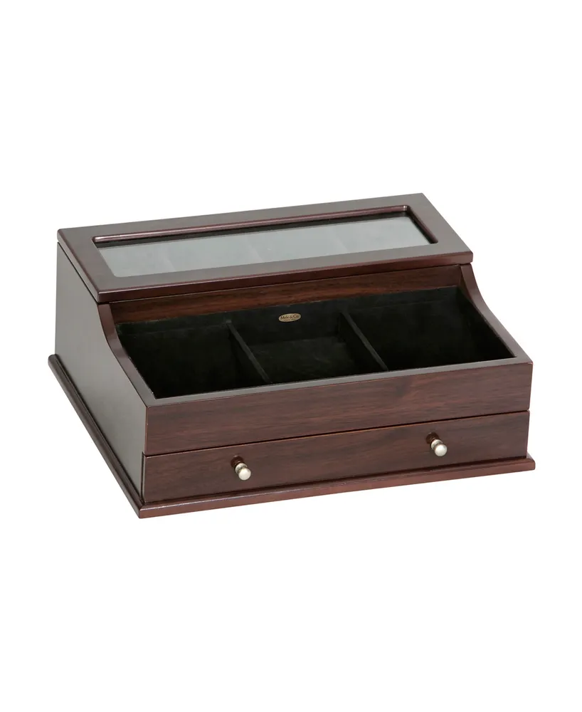 Mele & Co. Hampden Men's Glass Top Wooden Dresser Top Valet