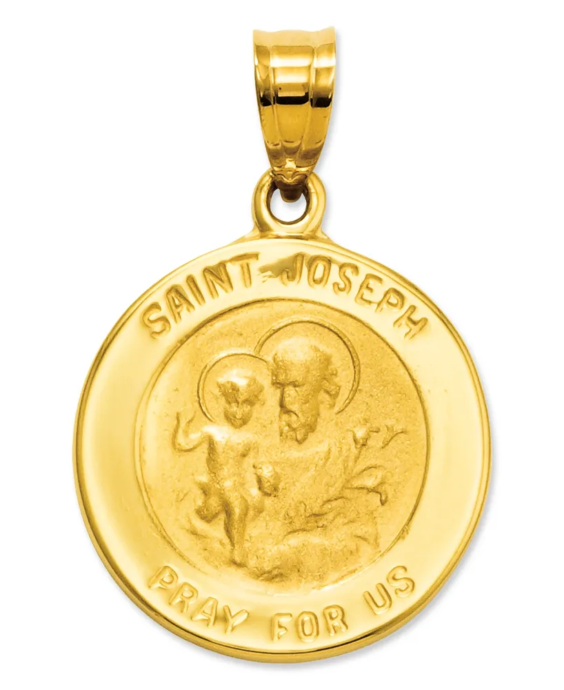 14k Gold Charm, Saint Joseph Medal Charm