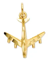 14k Gold Charm, 3D Airplane Charm