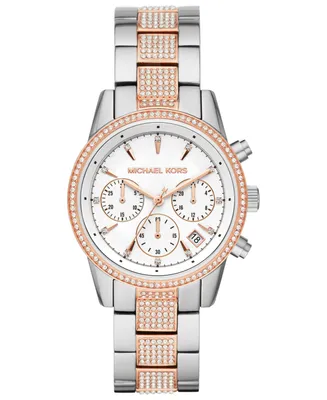 Michael Kors Women's Ritz Two-Tone Stainless Steel & Crystal-Accent Bracelet Watch 37mm