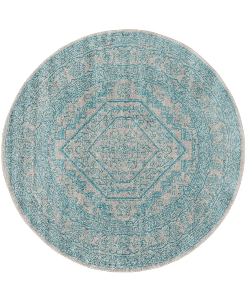 Safavieh Adirondack 108 Light Gray and Teal 6' x 6' Round Area Rug