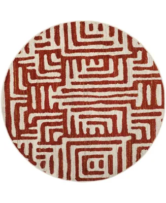 Safavieh Amsterdam AMS106 Ivory and Terracotta 6'7" x 6'7" Round Outdoor Area Rug