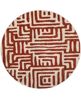 Safavieh Amsterdam AMS106 Ivory and Terracotta 6'7" x 6'7" Round Outdoor Area Rug