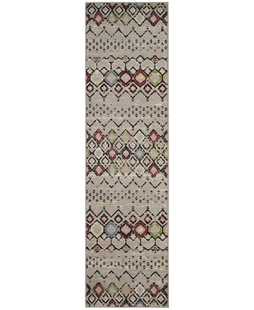 Safavieh Amsterdam AMS108 Light Grey and Multi 2'3" x 8' Runner Outdoor Area Rug