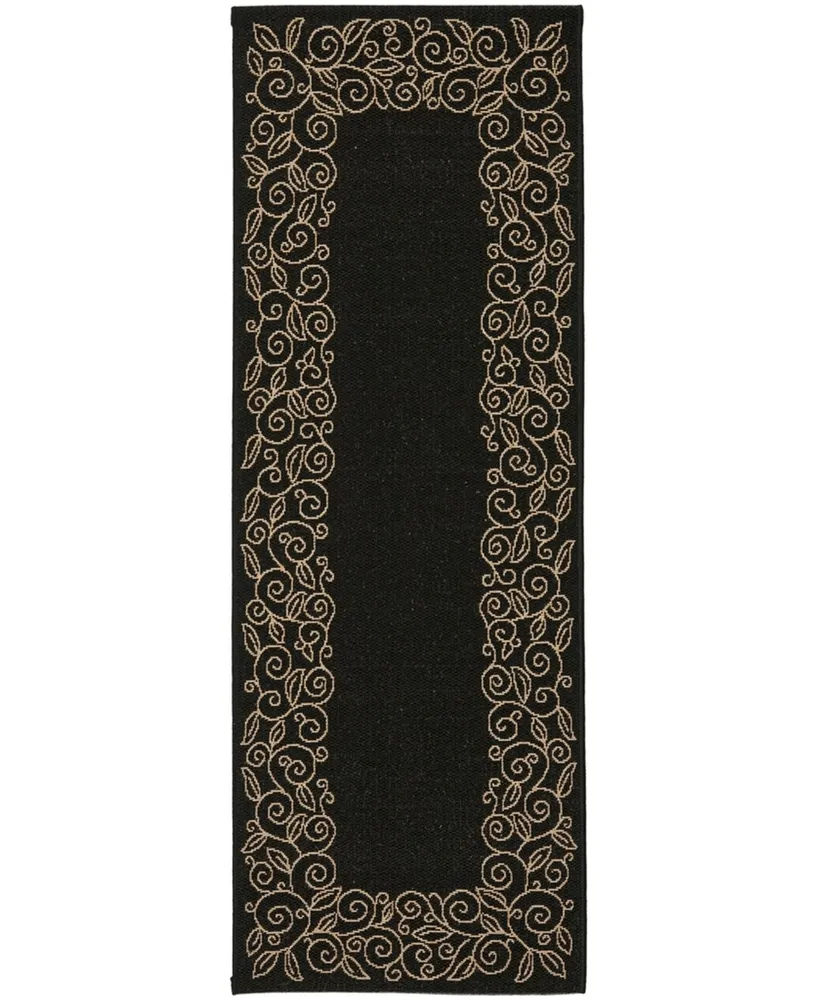 Safavieh Courtyard CY5139 Black and Beige 2'3" x 6'7" Runner Outdoor Area Rug