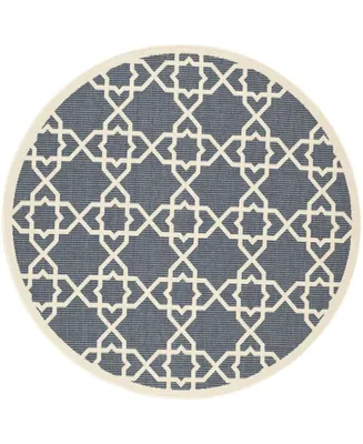 Safavieh Courtyard CY6032 Navy and Beige 5'3" x 5'3" Sisal Weave Round Outdoor Area Rug