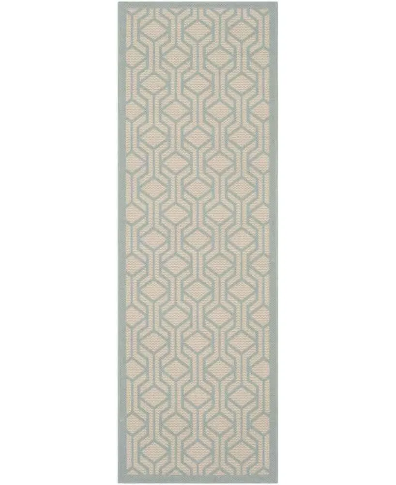 Safavieh Courtyard CY6114 Beige and Aqua 2'3" x 6'7" Sisal Weave Runner Outdoor Area Rug