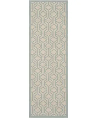 Safavieh Courtyard CY6114 Beige and Aqua 2'3" x 6'7" Sisal Weave Runner Outdoor Area Rug