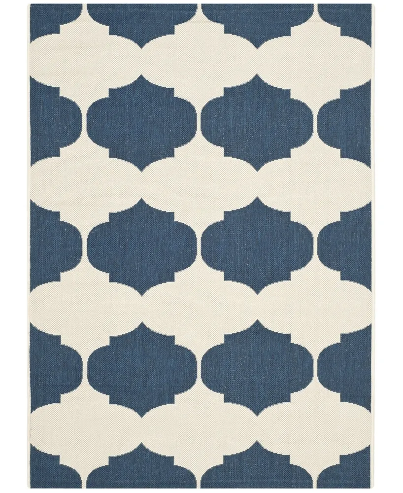 Safavieh Courtyard CY6162 Beige and Navy 4' x 5'7" Outdoor Area Rug