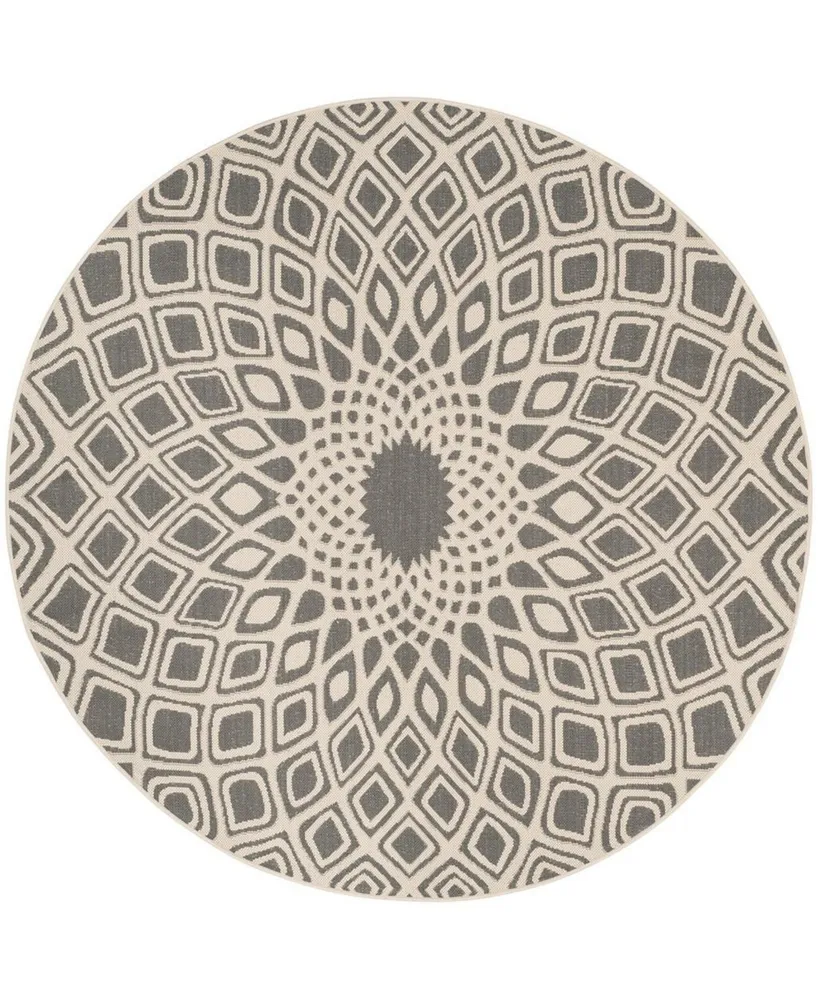 Safavieh Courtyard CY6616 Anthracite and Beige 6'7" x 6'7" Sisal Weave Round Outdoor Area Rug