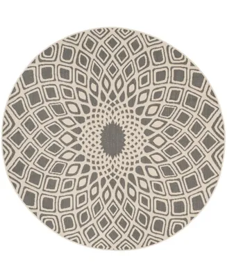 Safavieh Courtyard CY6616 Anthracite and Beige 6'7" x 6'7" Sisal Weave Round Outdoor Area Rug