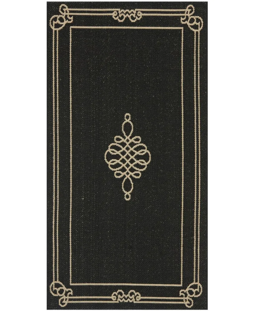 Safavieh Courtyard CY6788 Black and Creme 2'7" x 5' Outdoor Area Rug