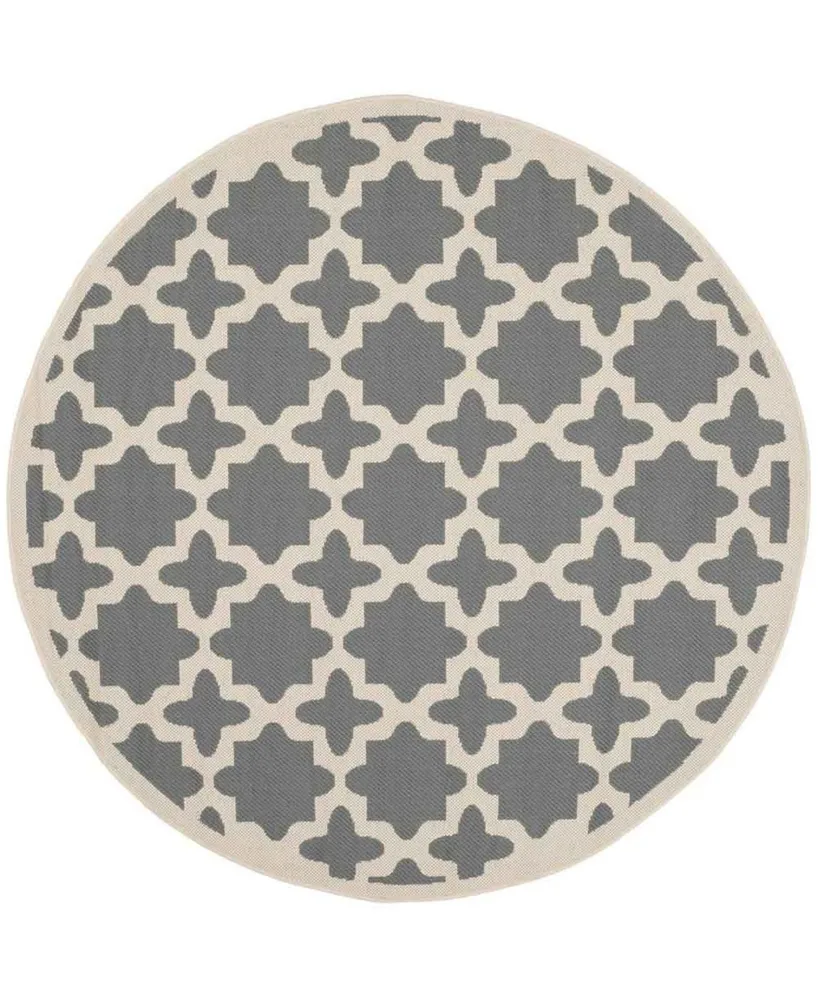 Safavieh Courtyard CY6913 Anthracite and Beige 5'3" x 5'3" Sisal Weave Round Outdoor Area Rug