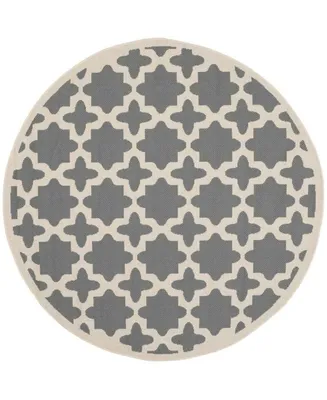 Safavieh Courtyard CY6913 Anthracite and Beige 5'3" x 5'3" Sisal Weave Round Outdoor Area Rug