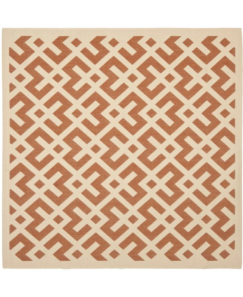 Safavieh Courtyard CY6915 Terracotta and Bone 6'7" x 6'7" Square Outdoor Area Rug