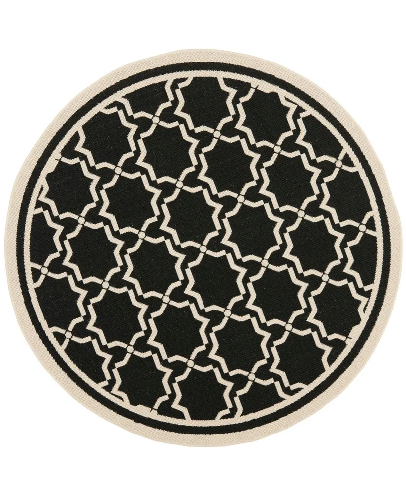 Safavieh Courtyard CY6916 Black and Beige 5'3" x 5'3" Round Outdoor Area Rug